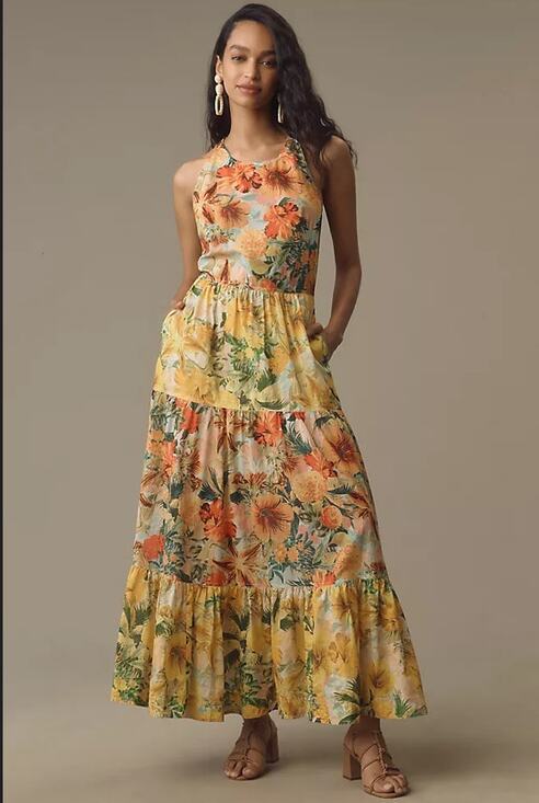 Anthropologie Dresses & Skirts - Anthropologie Pilcro  Halter Tiered Maxi Dress Multicolor Size S NWT
